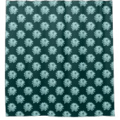 Chrysanthemum Muster - Dunkelgrüner Duschvorhang (Vorderseite)