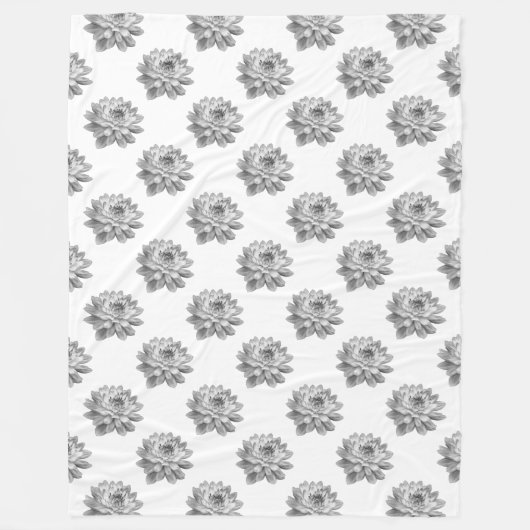 Chrysanthemum Muster - Monochrome auf Weiß Fleecedecke (Vorderseite)