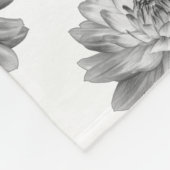 Chrysanthemum Muster - Monochrome auf Weiß Fleecedecke (Ecke)