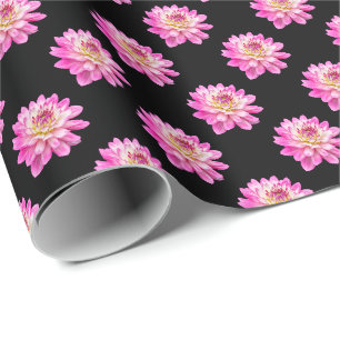 Chrysanthemum Muster - Vollfarbigkeit auf schwarz Geschenkpapier