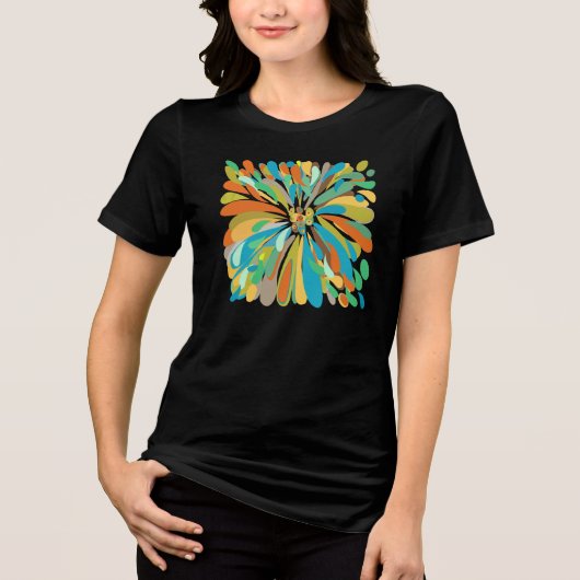 Chrysanthemum Niedlich farbenfroh blaugrüner Orang Tri-Blend Shirt (Vorderseite)