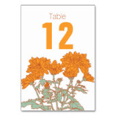 Chrysanthemum orange Blume Hochzeit Tischnummern (Rückseite)