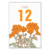 Chrysanthemum orange Blume Hochzeit Tischnummern (Vorderseite)
