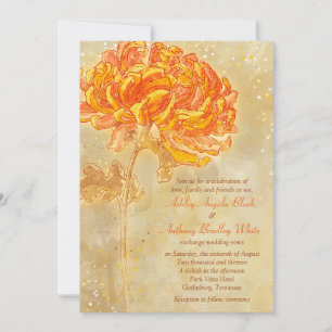 Chrysanthemum Orange Floral Wedding Einladung