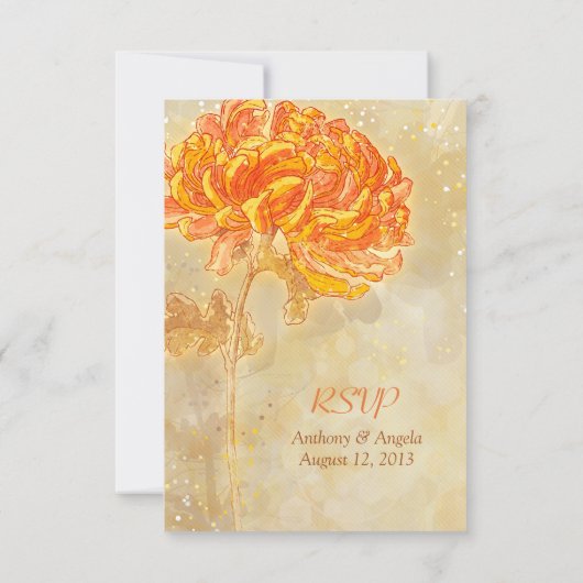 Chrysanthemum Orange Floral Wedding RSVP Karte (Rückseite)