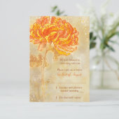 Chrysanthemum Orange Floral Wedding RSVP Karte (Stehend Vorderseite)