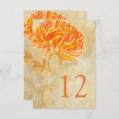 Chrysanthemum Orange Floral Wedding Tischnummer (Vorne/Hinten)