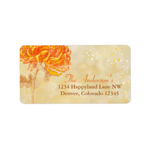 Chrysanthemum Orange Wedding Return Address Label Adressaufkleber