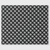 Chrysanthemum Pattern - Monochrome auf schwarz Geschenkpapier (Flach)