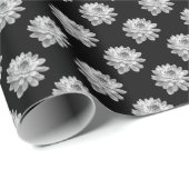 Chrysanthemum Pattern - Monochrome auf schwarz Geschenkpapier (Rolleneckpunkt)