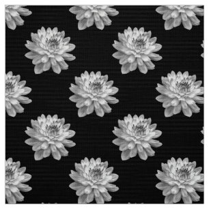 Chrysanthemum Pattern - Monochrome auf schwarz Stoff