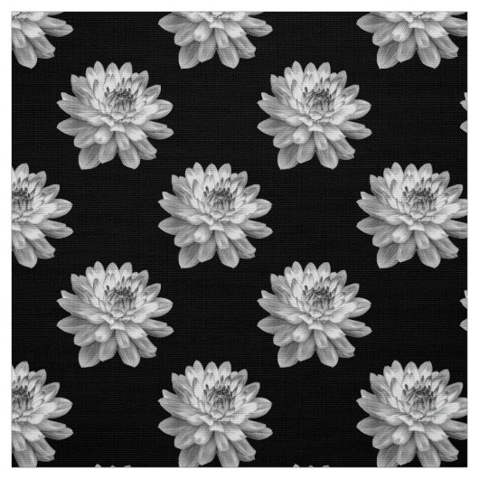 Chrysanthemum Pattern - Monochrome auf schwarz Stoff (Muster)