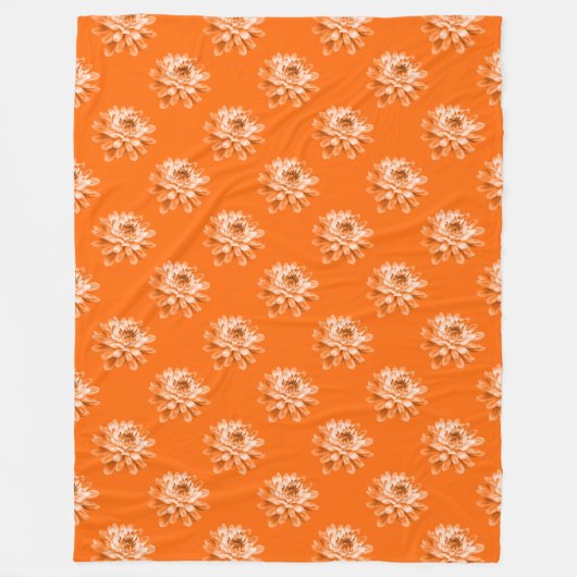 Chrysanthemum Pattern - Orange Fleecedecke (Vorderseite)
