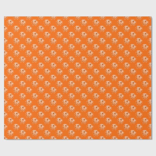 Chrysanthemum Pattern - Orange Geschenkpapier (Flach)