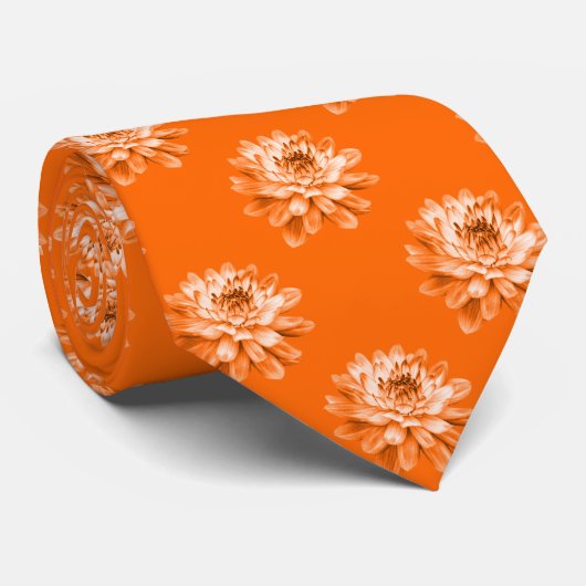 Chrysanthemum Pattern - Orange Krawatte (Gerollt)