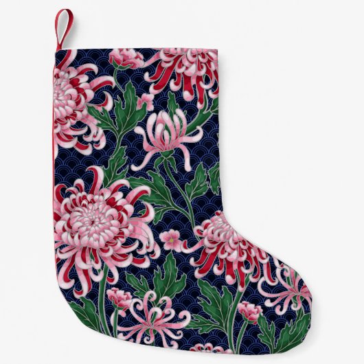 Chrysanthemum Peonies Vintag Pattern Kleiner Weihnachtsstrumpf (Vorderseite)