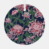 Chrysanthemum Peonies Vintag Pattern Ornament Aus Glas (Rückseite)