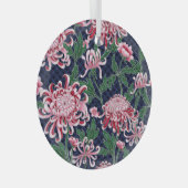 Chrysanthemum Peonies Vintag Pattern Ornament Aus Glas (Vorderseite Rechts)