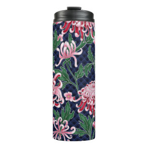 Chrysanthemum Peonies Vintag Pattern Thermosbecher
