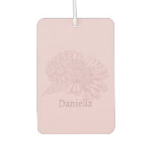 Chrysanthemum Pink Line Drawing with Your Name  Autolufterfrischer (Vorderseite)
