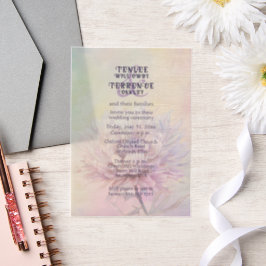 Chrysanthemum Pink Purple Wedding Invitation Pergament Einladungen