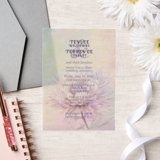 Chrysanthemum Pink Purple Wedding Invitation Pergament Einladungen (Hochzeit)