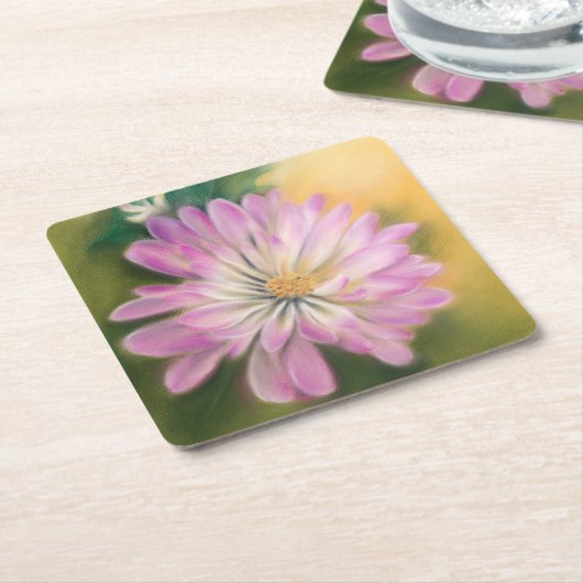 Chrysanthemum Pink und Cream Floral Pastel Rechteckiger Pappuntersetzer (angewinkelt)