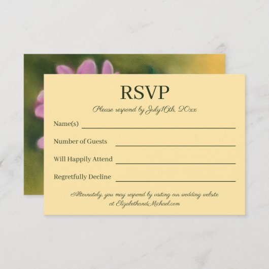 Chrysanthemum Pink und Cream Floral Wedding RSVP Karte (Vorne/Hinten)
