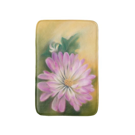 Chrysanthemum Pink und Cream Pastel Floral Badematte (Vorderseite Vertikal)