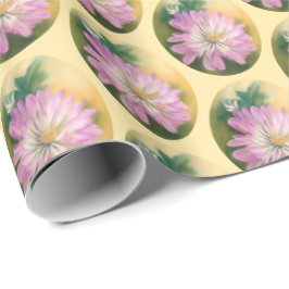 Chrysanthemum Pink und Cream Pastel Floral Geschenkpapier