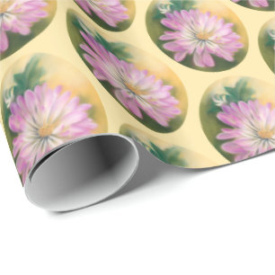 Chrysanthemum Pink und Cream Pastel Floral Geschenkpapier
