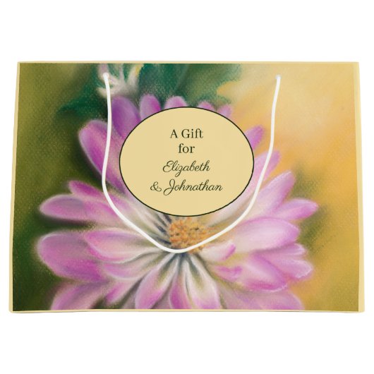 Chrysanthemum Pink und Cream Pastel Floral Große Geschenktüte (Vorderseite)