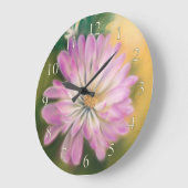 Chrysanthemum Pink und Cream Pastel Floral Große Wanduhr (Winkel)