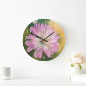 Chrysanthemum Pink und Cream Pastel Floral Große Wanduhr (Zuhause)