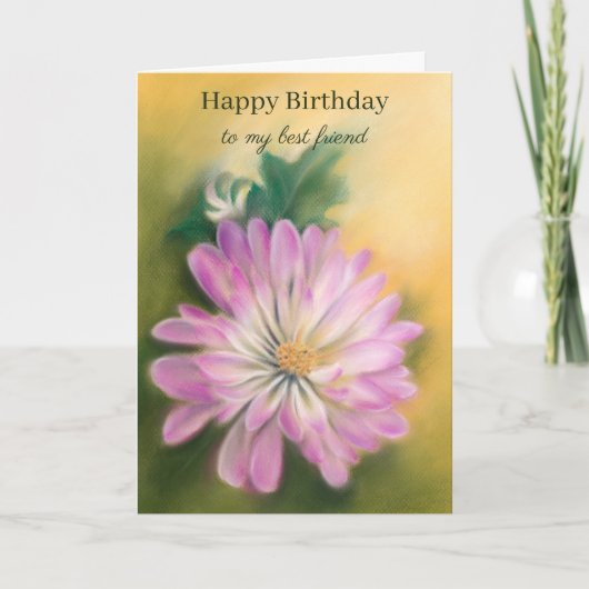 Chrysanthemum Pink und Creme Floral Geburtstag Karte (Vorderseite)