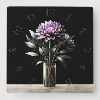 Chrysanthemum Quadratische Wanduhr