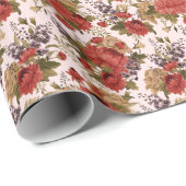 Chrysanthemum-Rose: blühend nahtlos Geschenkpapier (Rolleneckpunkt)