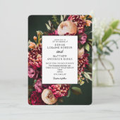 Chrysanthemum über SmaragdWedding Einladung (Stehend Vorderseite)