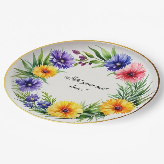 Chrysanthemum Wasserfarbe Elegante Pappteller (Schrägansicht)