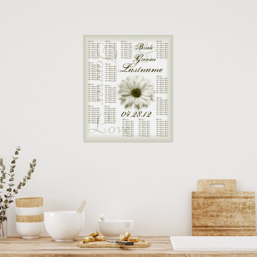Chrysanthemum Wedding Guest Seating Chart Poster (Küche)