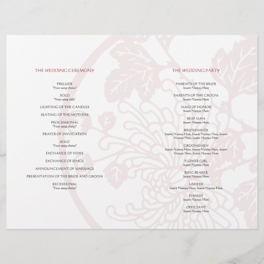 Chrysanthemum Wedding Program Flyer (Rückseite)
