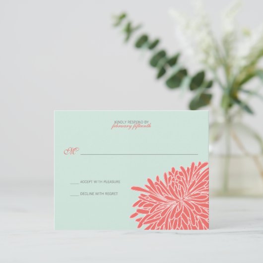Chrysanthemum Wedding Response RSVP Karte (Stehend Vorderseite)