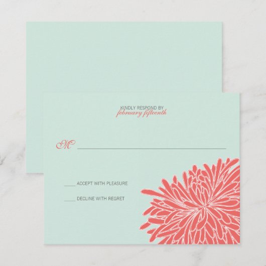 Chrysanthemum Wedding Response RSVP Karte (Vorne/Hinten)