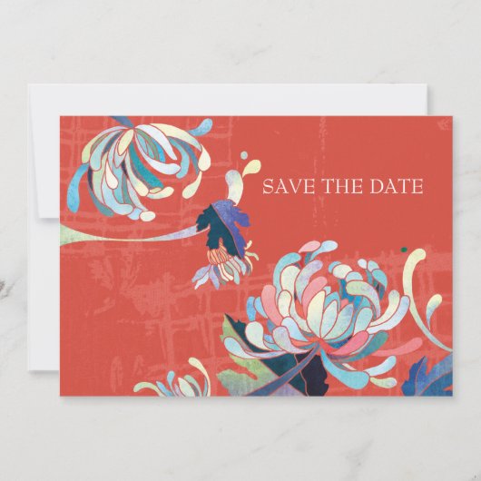 Chrysanthemum Wedding Save the Date Einladungen (Vorderseite)