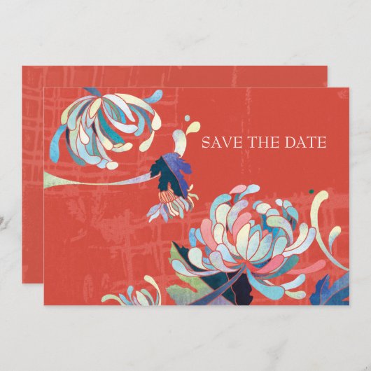 Chrysanthemum Wedding Save the Date Einladungen (Vorne/Hinten)