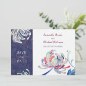 Chrysanthemum Wedding Save the Date Einladungen (Stehend Vorderseite)
