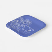 Chrysanthemum weiß auf blauen Blumen Hochzeit Pappteller (Gewinkelt)