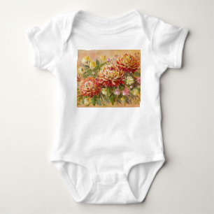 Chrysanthemum Wiese: Akryllische Handmalerei. Baby Strampler