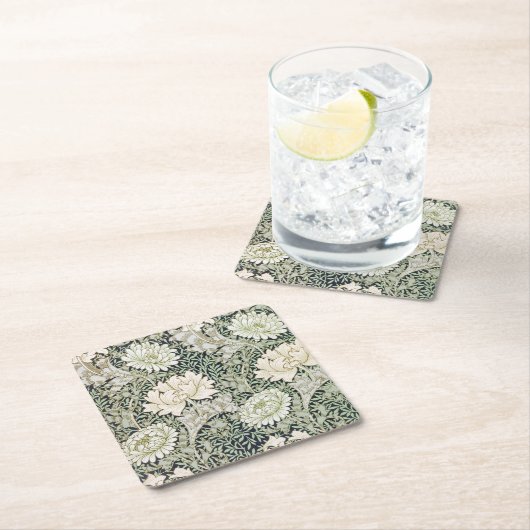 Chrysanthemum, William Morris Rechteckiger Pappuntersetzer (Vor Ort)