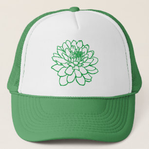 Chrysanthemum Zeichnend - Gras grün Truckerkappe